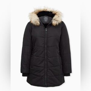 Nylon Fur Trim Fit and Flare Plus Size Torrid Puffer